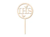 Pamiątka Pierwszej Komunii Świętej - Congee.pl Topper drewniany na tort IHS I Komunia Święta - 1 szt. DTIKOM01-DR - miniaturka - grafika 1