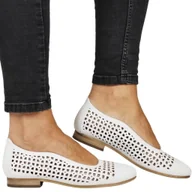 Baleriny - BALERINY AŻUROWE PŁASKIE ELEGANCKIE POTOCKI 12612 BIAŁE - miniaturka - grafika 1
