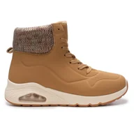 Sneakersy damskie - Buty Damskie Sportowe Wysokie Modne Stylowe Na Jesień Na Zimę Ciepłe Wygodne Sneakersy Ocieplane Lino Brązowe 36 - miniaturka - grafika 1