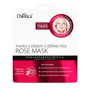 L'BIOTICA ROSE MASK MASKA Z OLEJEM Z DZIKIEJ RÓŻY 23 ml 7073188 - Maseczki do twarzy - miniaturka - grafika 1