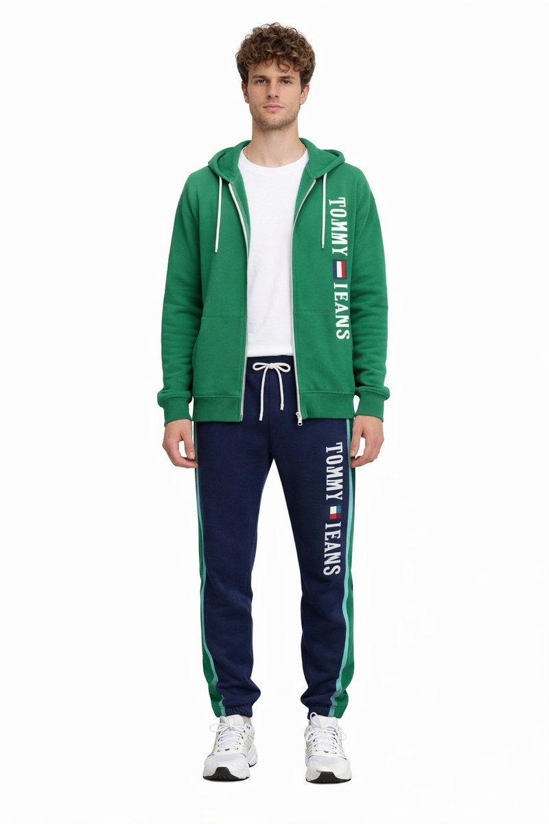 TOMMY JEANS DRESOWE SPODNIE Z LAMPASAMI W KOLORZE GRANATOWYM S I4A