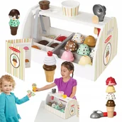 Zabawy w naśladowanie dorosłych - Melissa & Doug Lodziarnia drewniana 28 el. Montessori sklep odgrywanie ról - miniaturka - grafika 1