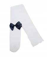 Rajstopy - Rajstopy microfibra - kokarda granatowa Milusie 40 den białe 104-110 - miniaturka - grafika 1