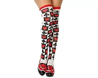 Pończochy - Atosa 33695 pończochy, z sercem i krzyżem, uniseks – dla dorosłych, czarny/biały/czerwony - miniaturka - grafika 1