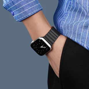Dux Ducis Magnetic Strap pasek do Watch 7 / 6 / 5 / 4 / 3 / 2 / SE (45 / 44 / 42mm) magnetyczna opaska czarno-pomarańczowy (Chain Version) - Etui i futerały do telefonów - miniaturka - grafika 3