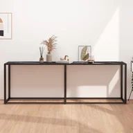 Konsole i sekretarzyki - shumee shumee Konsola czarny marmur 220x35x75,5 cm szkło hartowane - miniaturka - grafika 1