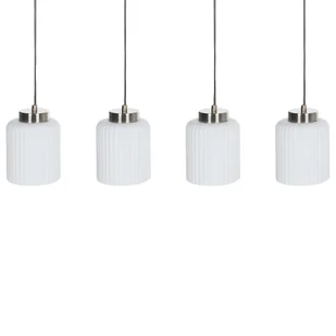 BELIANI Lampa wisząca sufitowa 4-punktowa metalowa czarna z mosiężną bazą i białym szklanym kloszem nowoczesna - Oprawy, klosze i abażury - miniaturka - grafika 1