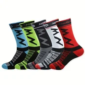 Inne - TEMU 5 Par Męskich Skarpet Kolarskich w Mieszanych Kolorach, Skarpety Sportowe, Długie Skarpety Tubusowe, Oddychające i Odprowadzające Wilgoć, Bardzo - miniaturka - grafika 1