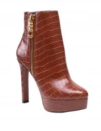 Botki damskie - GUESS KOBIECE BRĄZOWE BOTKI Z ŁAŃCUCHEM MIEJSKIE 39 GPA - miniaturka - grafika 1