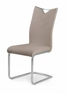 Krzesła - Krzesło tapicerowane beż eco skóra K224 na metalowej chrom podstawie - płoza - miniaturka - grafika 1