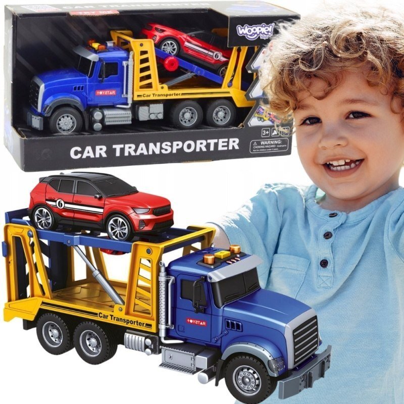 Woopie WOOPIE Laweta Ciężarówka Transporter Z Autkiem Światło Dźwięk Skala 1:14