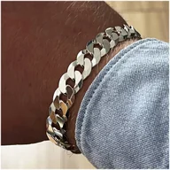 Bransolety męskie - Elegancka Męska Bransoletka Pancerka 20Cm/11Mm Srebro 925 Szeroka Prezent - miniaturka - grafika 1