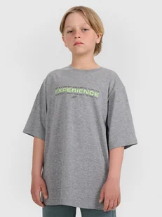 T-shirt chłopięcy oversize z nadrukiem 4F 4FJRAW25TTSHM3166-25M Szary 122/128 - Koszulki dla chłopców T-shirt chłopięcy oversize z nadrukiem 4F 4FJRAW25TTSHM3166-25M Szary 122/128 - Koszulki dla chłopców - miniaturka - grafika 1
