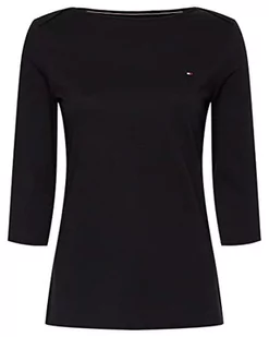 Tommy Hilfiger Damskie topy z dzianiny CRV Slim Boat-NK 3/4 SLV L/S, czarne, 46, Czarny - Kurtki damskie - miniaturka - grafika 1