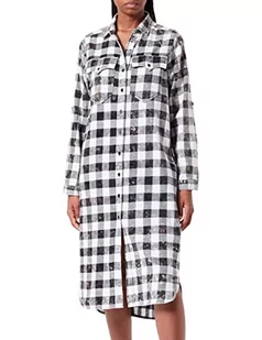 True Religion Damska sukienka Unitility Flanel Check w kratkę, czarna, standardowa - Sukienki - miniaturka - grafika 1