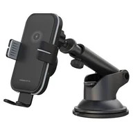 Uchwyty samochodowe do telefonów - XO Uchwyt samochodowy WX027 z ładowaniem indukcyjnym czarny 15W z przyssawką - miniaturka - grafika 1