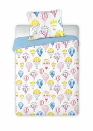 Faro Pościel bawełniana 100x135 Balony biała niebieska żółta 9068 dziecięca do łóżeczka - Pościel dla dzieci - miniaturka - grafika 1