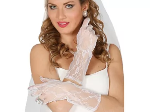 GU Rękawiczki białe koronkowe GU16759 - Dodatki do strojów karnawałowych - miniaturka - grafika 1