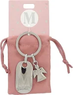 Koszulki i topy damskie - Depesche 11800-016 Srebrny brelok do kluczy z literą M i aniołem stróżem, stop cynku, w zestawie z kolorowym aksamitnym etui - miniaturka - grafika 1