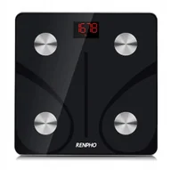 Wagi łazienkowe - Waga Łazienkowa Z Aplikacją Dokładny Pomiar Ciała Aplikacja Renpho Czarna - miniaturka - grafika 1