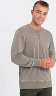 Bluzy męskie - Ombre Washowana bluza męska z ozdobnym przeszyciem przy dekolcie - beżowa V2 OM-SSDS-0131 XXL - miniaturka - grafika 1