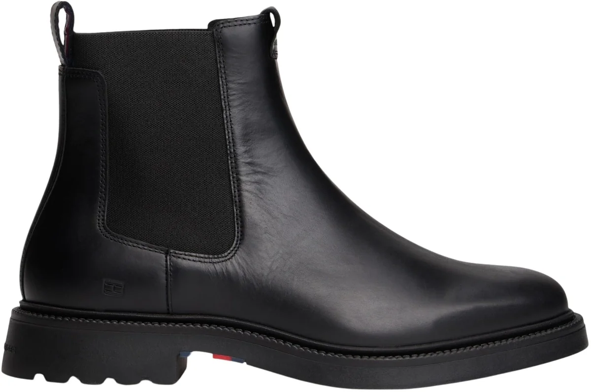 Tommy Hilfiger Męskie kalosze HILFIGER COMFORT LWT LTH CHELSEA FM0FM05591, czarne (czarne), 7, Czarny, 41 EU