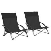 Fotele i krzesła ogrodowe - vidaXL Lumarko Składane krzesła plażowe, 2 szt., czarne, obite tkaniną! 312489 - miniaturka - grafika 1