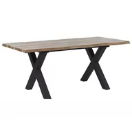 Ławy i stoliki kawowe - Beliani Stół do jadalni rozkładany 140/180 x 90 cm ciemne drewno z czarnym BRO - miniaturka - grafika 1