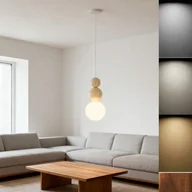 Lampy sufitowe - Lampa sufitowa wpuszczana w stylu skandynawskim Nowoczesna lampa wisząca z trójkolorowym oświetleniem LED dekoracji sypialni i jadalni kolorze żółtym - miniaturka - grafika 1