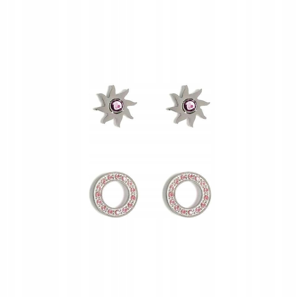 Srebrne kolczyki GUESS 2 pary ZESTAW gwiazdy okręg