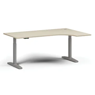 Stół z regulacją wysokości, elektryczny, 675-1325 mm, narożnik prawy, blat 1800x1200 mm, podstawa szara, grafit - Stoły i stoliki do biura - miniaturka - grafika 1