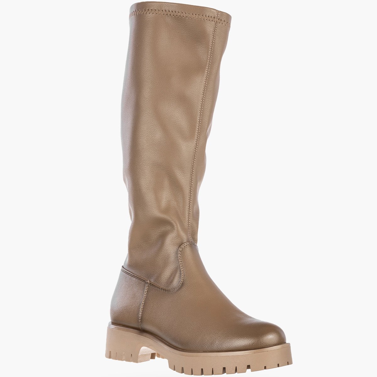Kozaki Damskie Ekoskóra Buty Zimowe Ocieplane Klasyczne Khaki Potocki 25-12729KH Beżowy 37