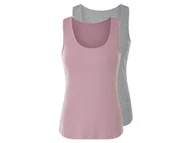 Koszulki i topy damskie - esmara® Topy prążkowane damskie z bawełną, 2 sztuki (Szary/różowy, XS (32/34)) - miniaturka - grafika 1