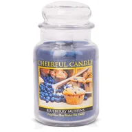 Świece - Cheerful Candle duża świeca zapachowa w szklanym słoju 2 knoty 24 oz 680 g - Blueberry Muffins - miniaturka - grafika 1