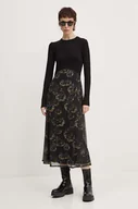 Sukienki - Desigual sukienka DARK PENSEE kolor czarny midi rozkloszowana 24WWVK37 - miniaturka - grafika 1
