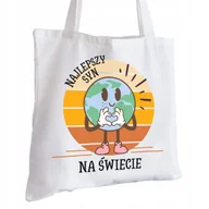 Torby i wózki na zakupy - Torba Bawełniana biała dla Syna Na Prezent ekologiczna Trwały Nadruk - miniaturka - grafika 1