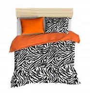 Pościel - pościel z polaru 220x220 + 2 poszewki P 305-8 DUO zebra czarna / orange - miniaturka - grafika 1