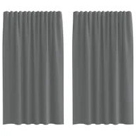 Zasłony - vidaXL Zasłony woalowe z kieszeniami na drążek 2 szt. Ciemnoszary - miniaturka - grafika 1