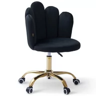 Krzesła - Krzesło obrotowe muszelka czarne DC-6092S złote nogi, welur - miniaturka - grafika 1