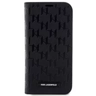 Etui i futerały do telefonów - Karl Lagerfeld Pokrowiec PU Saffiano Monogram na Apple iPhone 14 KLBKP14SSAKLHPK Czarne - miniaturka - grafika 1