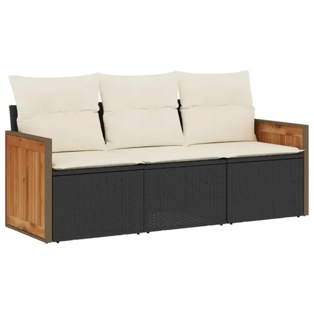 Modułowy zestaw wypoczynkowy z rattanem PE, czarny, wymiary 55 x 62 x 69 c