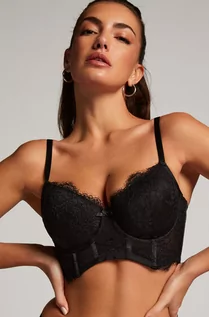 Biustonosze - Hunkemöller Biustonosz usztywniany z fiszbinami, typu longline Arabella Czarny - grafika 1