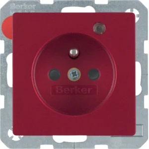 Berker Gniazdo z kontrolą zasilania Berker Q.1/Q.3/Q.7 - czerwony - Gniazdka elektryczne - miniaturka - grafika 1