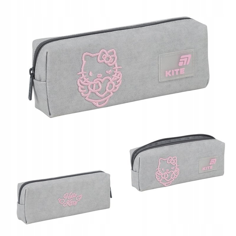 Piórnik saszetka szkolny dla dziewczynki szary Hello Kitty Kite