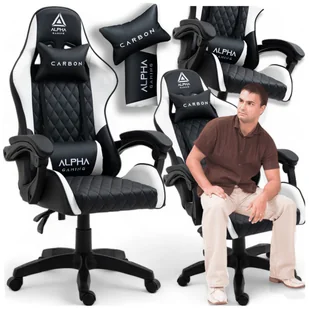 Fotel Alpha Gaming Carbon Biały Porządny - Fotele gamingowe - miniaturka - grafika 2