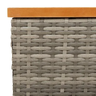 Stolik ogrodowy, szary, 70x70x25 cm, rattan i drewno akacjowe Lumarko! - Stoły ogrodowe - miniaturka - grafika 9