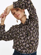 Bluzki damskie - Koszulowa bluzka w drobne kwiatki - miniaturka - grafika 1