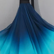 Spódnice - TEMU Elegancka spódnica damska o średniej długości z gradientowym nadrukiem Zwiewna, z warstwowym siateczkowym dołem, idealna na formalne i - miniaturka - grafika 1