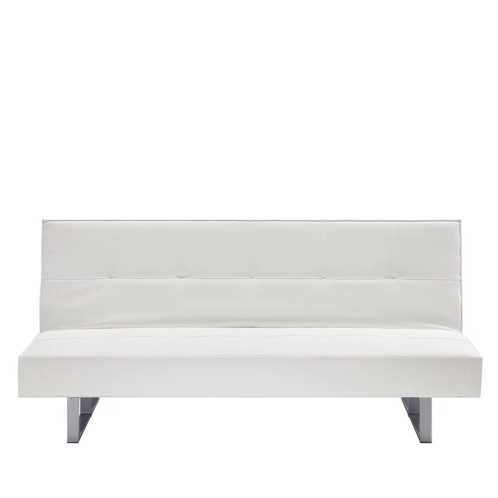 Beliani Sofa z funkcją spania skóra ekologiczna biała 189 cm DERBY mała