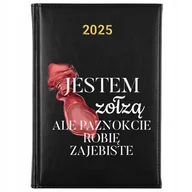 Kalendarze - KALENDARZ 2025 Planer Książkowy CZARNY Jestem Zołzą Robię Paznokcie Wzory - miniaturka - grafika 1